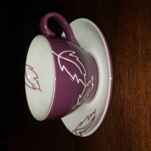 Starbucks 2007 Autumn Collection Fall Leaves Purple and White Cup & Sauc…